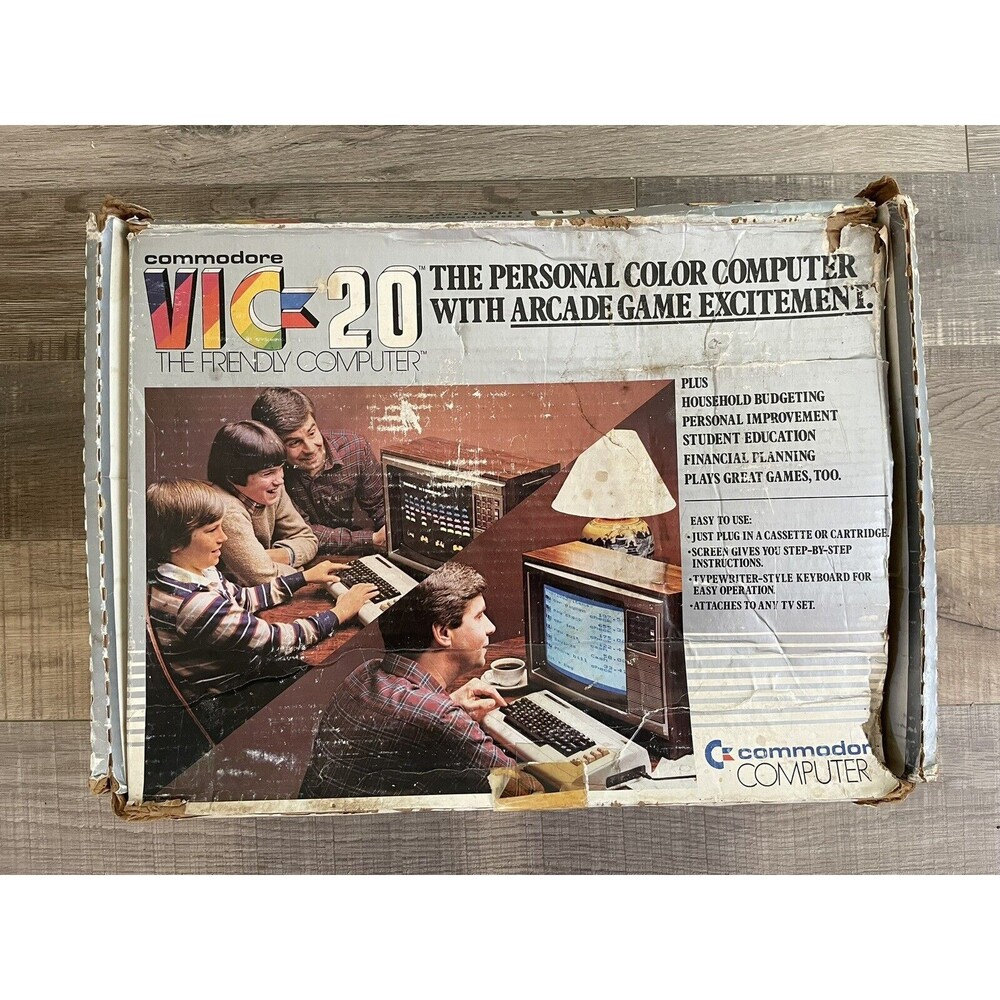 Commodore VIC-20 computer in box, good condition. Includes Manual.